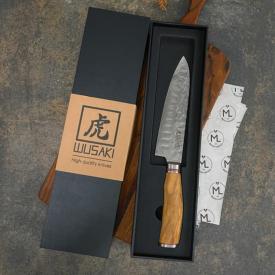 Couteau Santoku alve&#769;ole&#769; 17cm Damas Olive VG10 - Wusaki